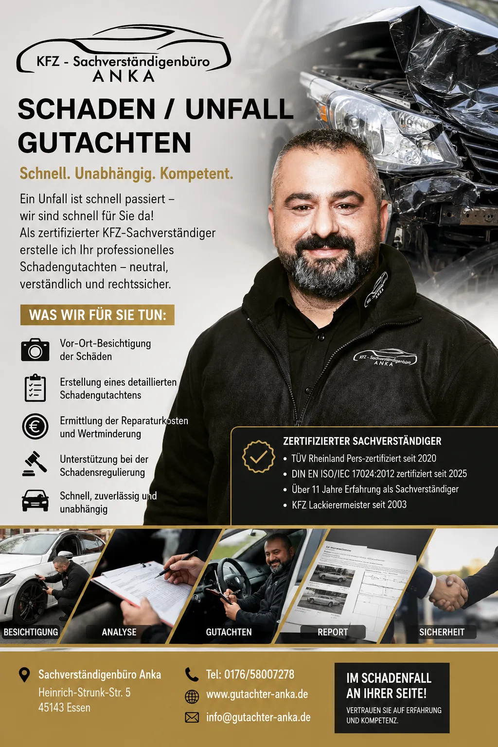 Kfz-Gutachter Essen - KFZ Gutachter & Sachverständigenbüro ANKA - Unfall- & Schadensgutachten